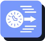 Icon of a blue digital or technological motif, featuring a central node connected to three surrounding nodes, on a lighter blue square background